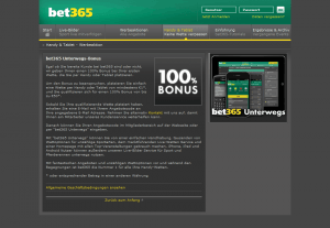 Bet365 Unterwegs-Bonus