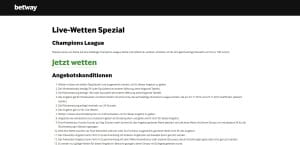 betway Live-Wetten Spezial